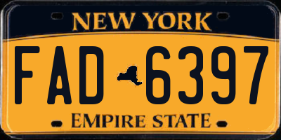 NY license plate FAD6397