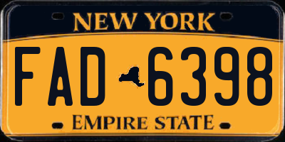 NY license plate FAD6398