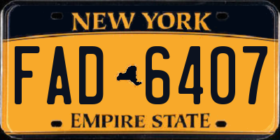 NY license plate FAD6407