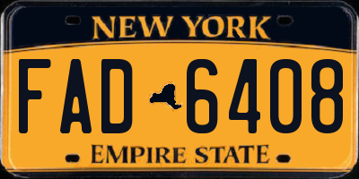 NY license plate FAD6408