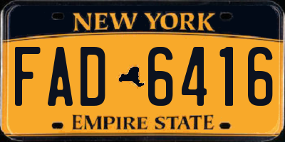 NY license plate FAD6416