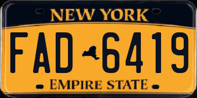 NY license plate FAD6419