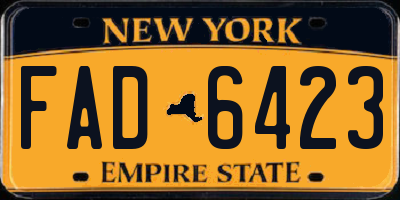 NY license plate FAD6423