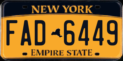 NY license plate FAD6449