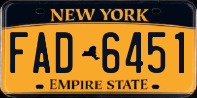 NY license plate FAD6451