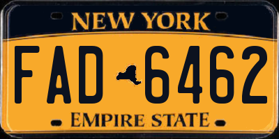 NY license plate FAD6462