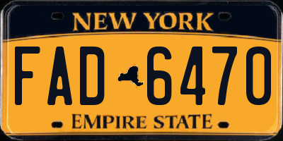 NY license plate FAD6470