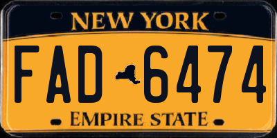 NY license plate FAD6474