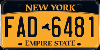 NY license plate FAD6481