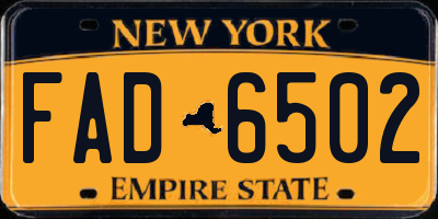 NY license plate FAD6502