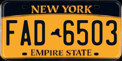 NY license plate FAD6503