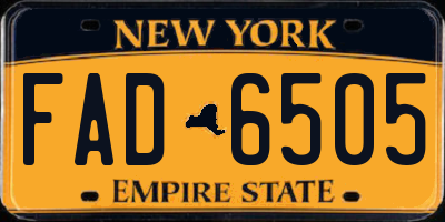 NY license plate FAD6505