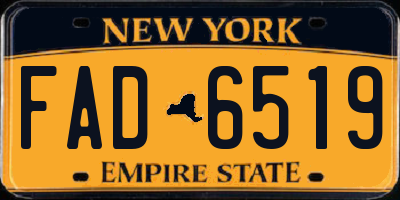 NY license plate FAD6519