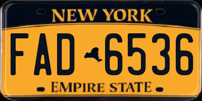 NY license plate FAD6536