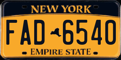 NY license plate FAD6540