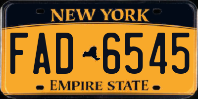 NY license plate FAD6545