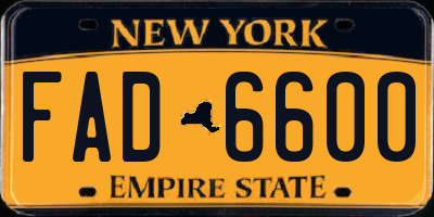 NY license plate FAD6600