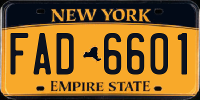 NY license plate FAD6601