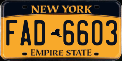 NY license plate FAD6603