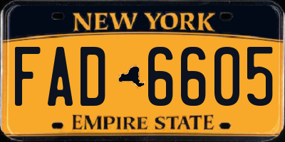 NY license plate FAD6605