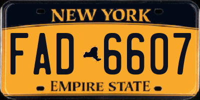 NY license plate FAD6607