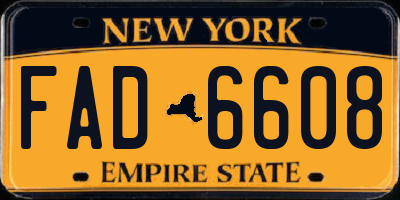 NY license plate FAD6608