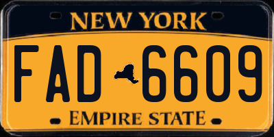 NY license plate FAD6609