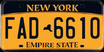 NY license plate FAD6610