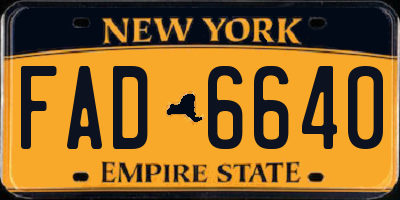 NY license plate FAD6640