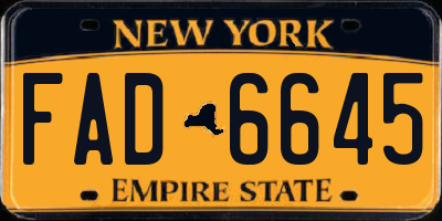 NY license plate FAD6645