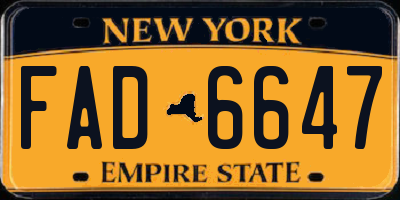 NY license plate FAD6647