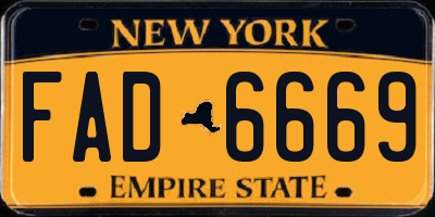 NY license plate FAD6669