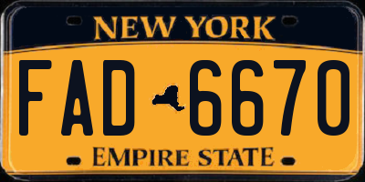 NY license plate FAD6670