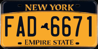 NY license plate FAD6671