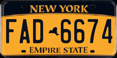 NY license plate FAD6674