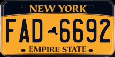 NY license plate FAD6692