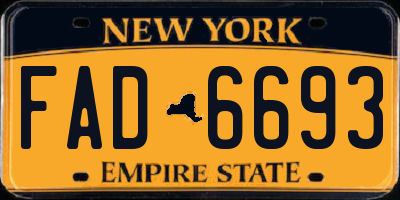 NY license plate FAD6693