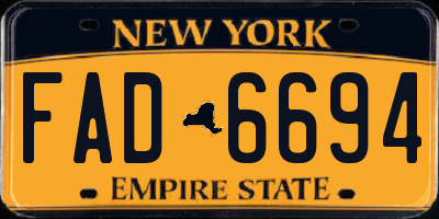 NY license plate FAD6694