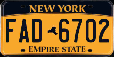 NY license plate FAD6702