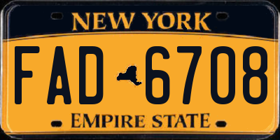 NY license plate FAD6708