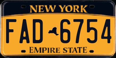 NY license plate FAD6754
