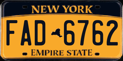 NY license plate FAD6762