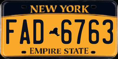 NY license plate FAD6763