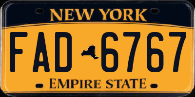 NY license plate FAD6767