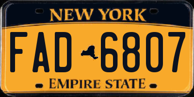 NY license plate FAD6807