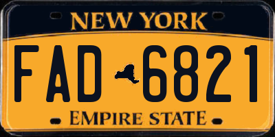 NY license plate FAD6821