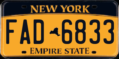 NY license plate FAD6833