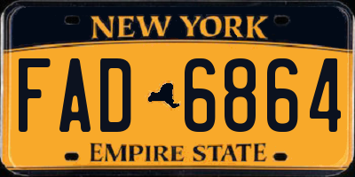 NY license plate FAD6864