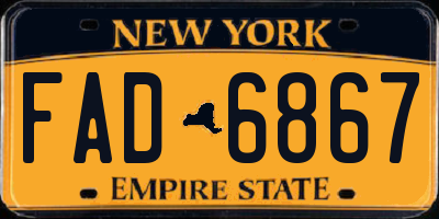 NY license plate FAD6867