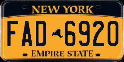 NY license plate FAD6920